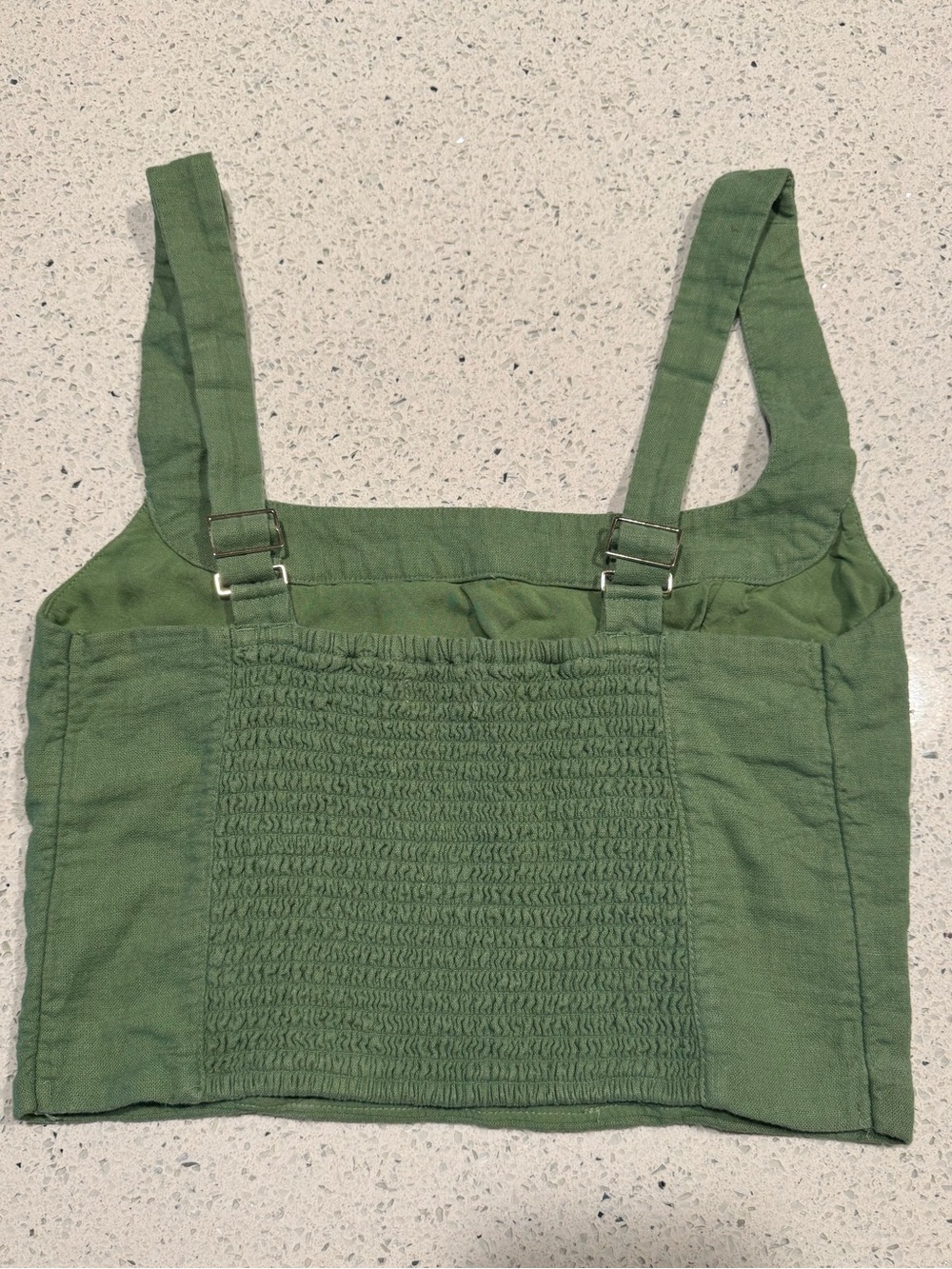 Abercrombie & Fitch Linen Square Neck Crop Top Sage Green Cottagecore Small - Picture 5 of 6